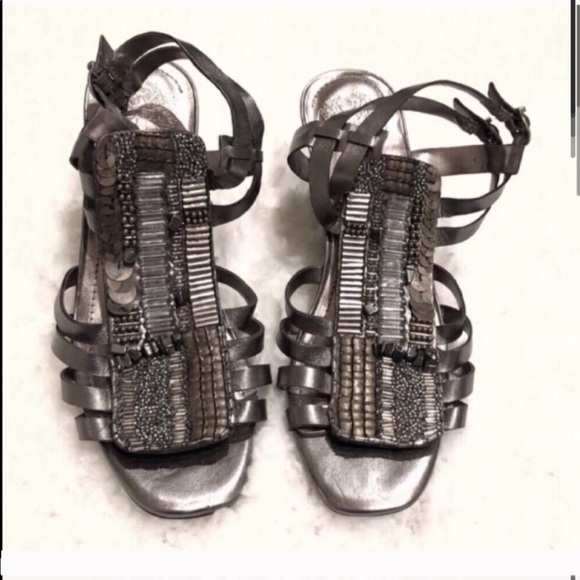 Vince Camuto Brianne pewter metallic strappy gladiator wedge sanda… - Picture 2 of 10
